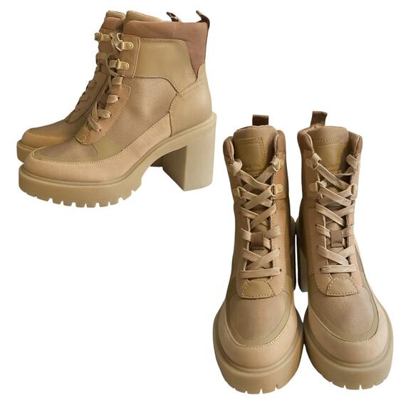 Dolce Vita Womens 9.5 M Tan Boots Collin Dune Heels Rubber Sole Chunky Sustain - Picture 14 of 15